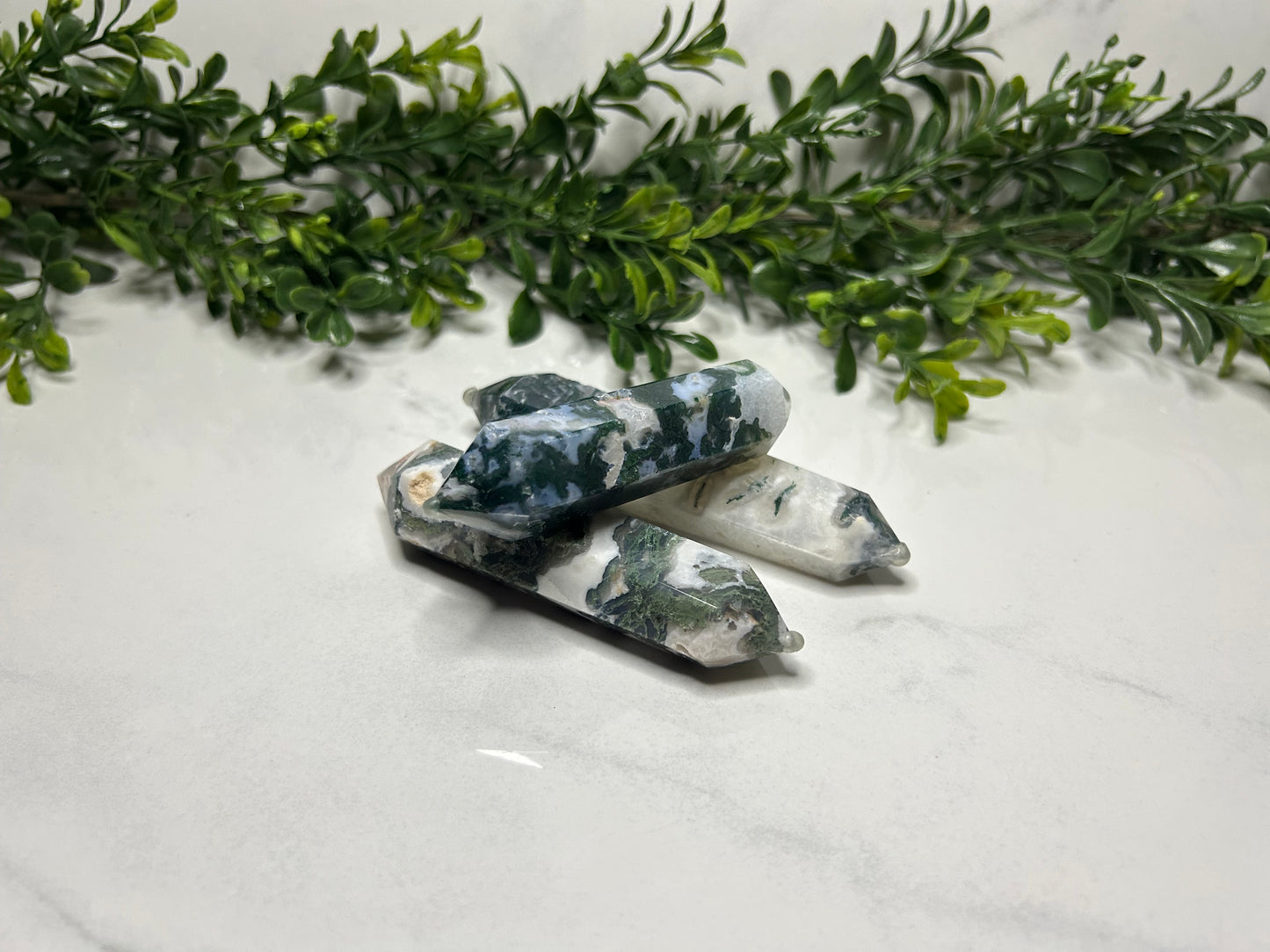 Moss Agate Double Point