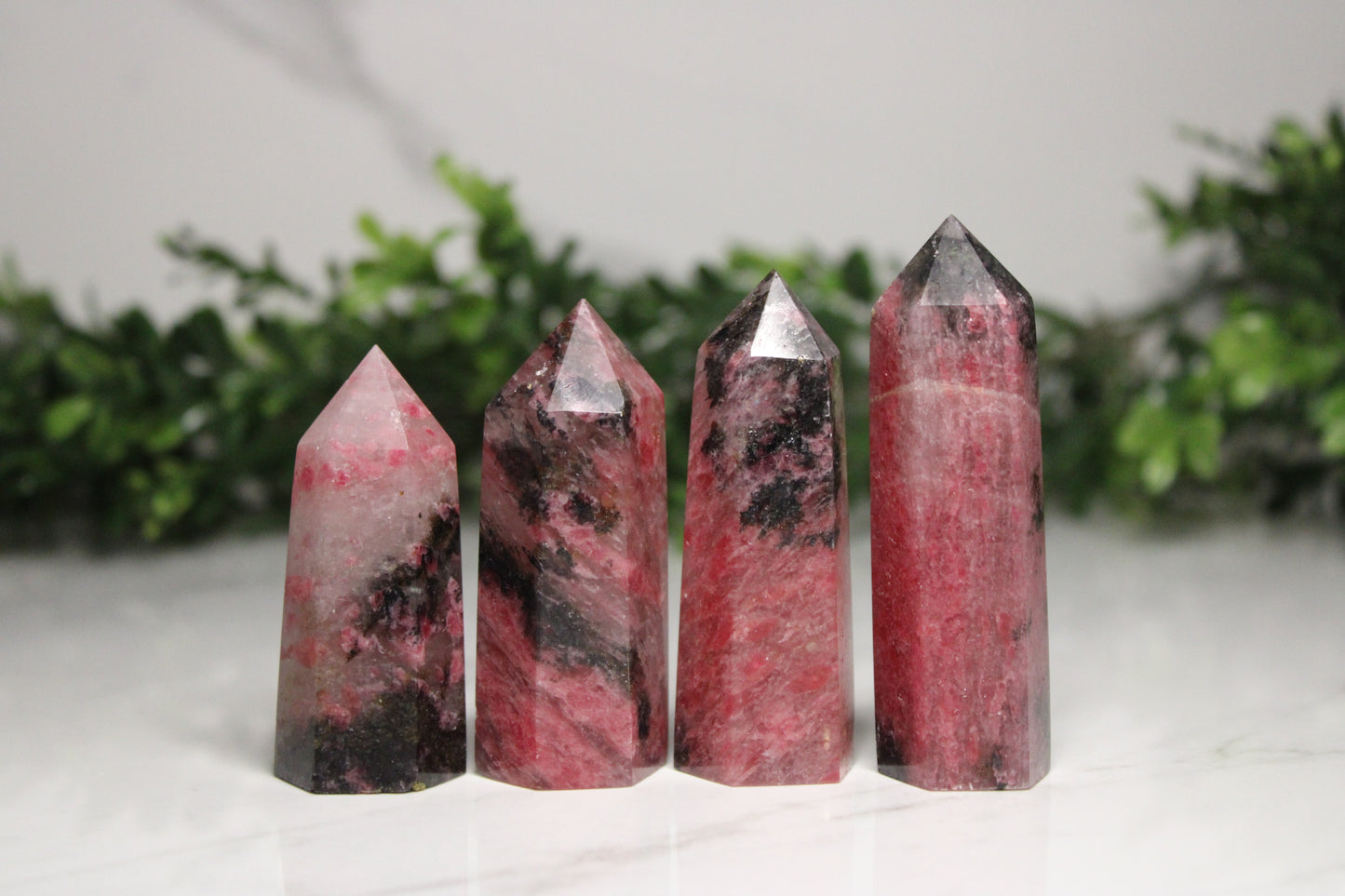 Rhodnite with Black Tourmaline Towers