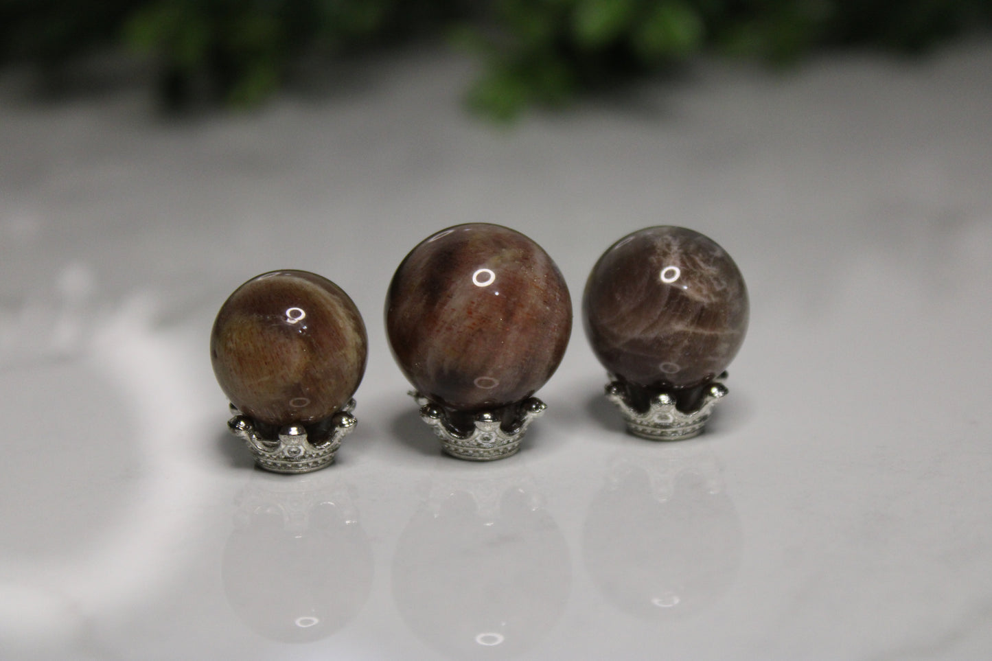 Mini Black Moonstone Spheres