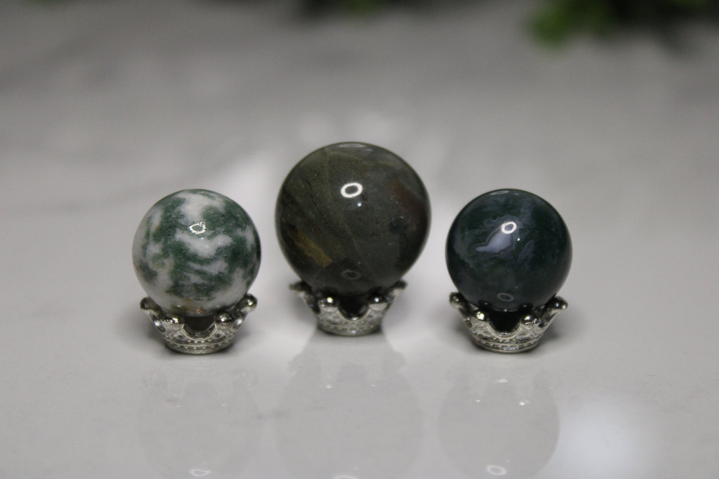 Mini Moss Agate Spheres