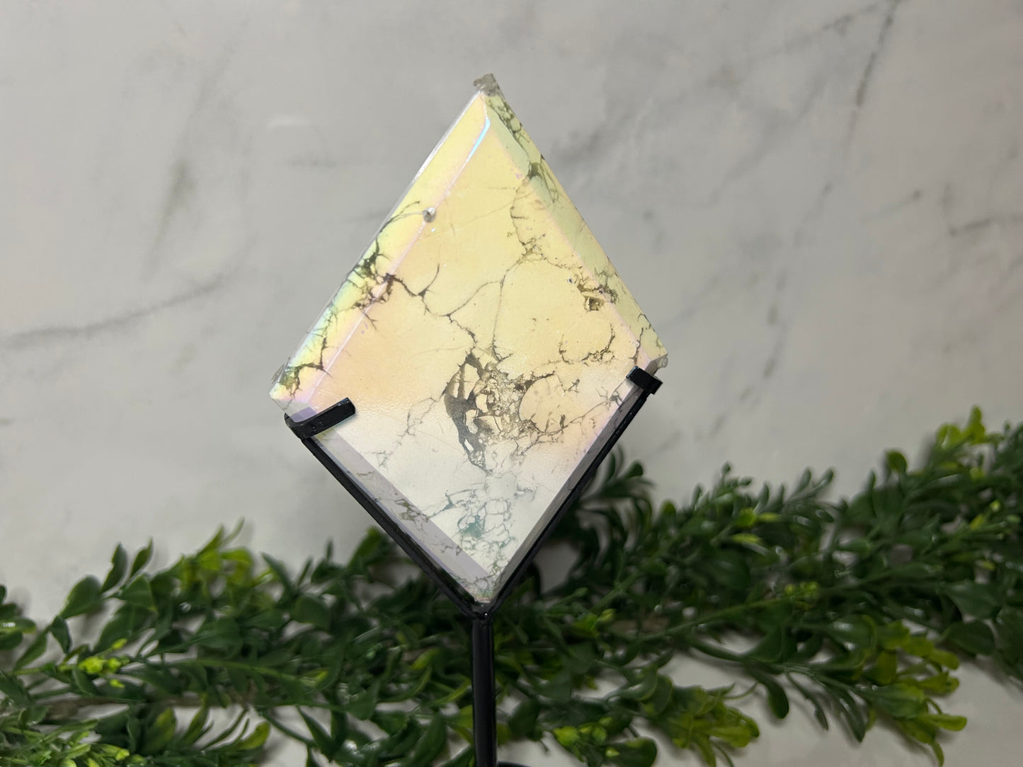 Aura Howlite Diamond on Stand