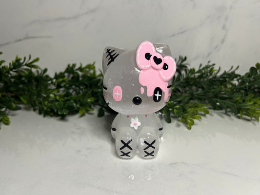 Large Painted Selenite Hello Kitty