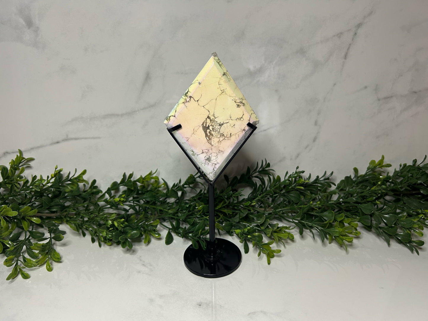 Aura Howlite Diamond on Stand