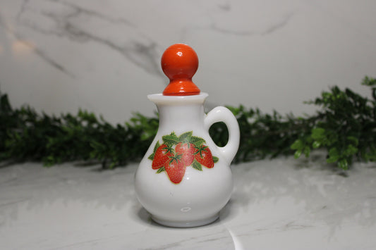 Vintage Avon Strawberries & Cream Milk Glass Decanter