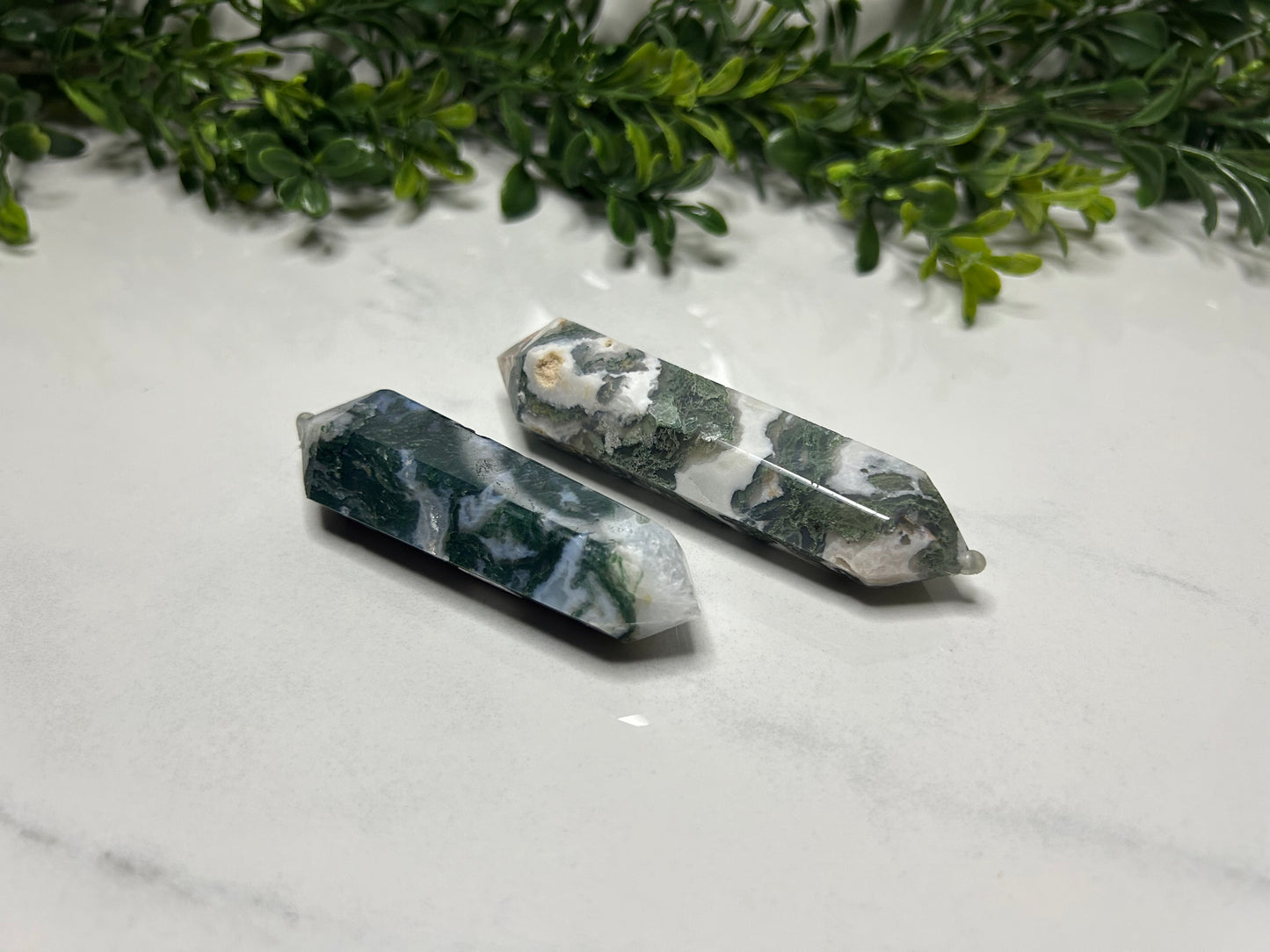 Moss Agate Double Point