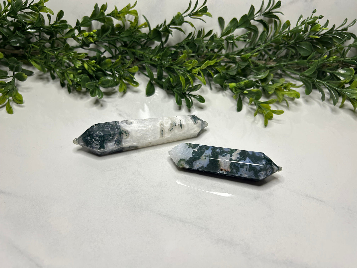 Moss Agate Double Point