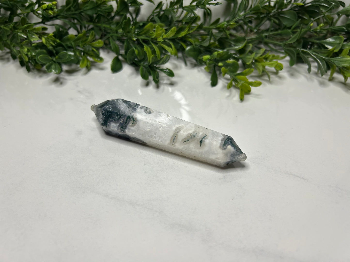 Moss Agate Double Point