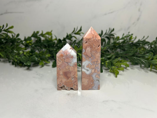 Pink Flower Agate Towers