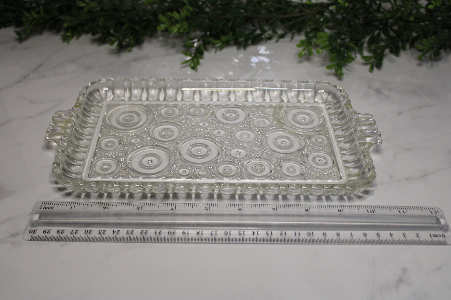 Vintage Circle Detail Anchor Hocking Glass Tray